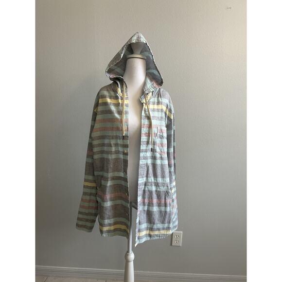 Vintage Levi’s Jacket Hoodie Stripes Button Down Long Sleeve 90s Retro Y2K XL - Picture 4 of 10